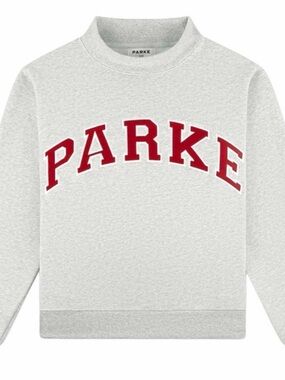 Parke Gray Mockneck Sweatshirt, valentines collection, has small heart on sleeve